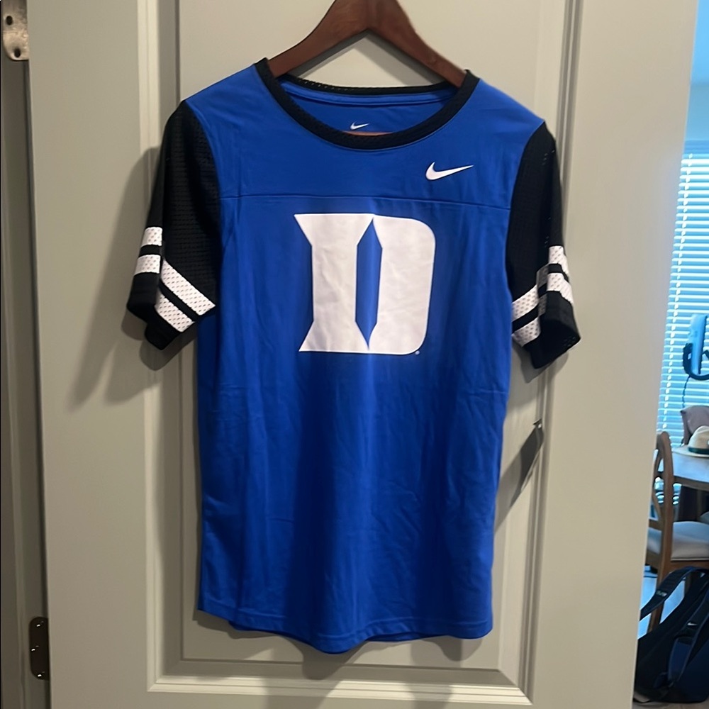 NWT- Nike Blue and Black Duke 'D' Short Sleeve Jersey/Shirt